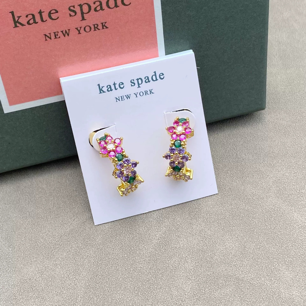 kate spade Colorful Zircon Stud Hoop Earrings Contrast